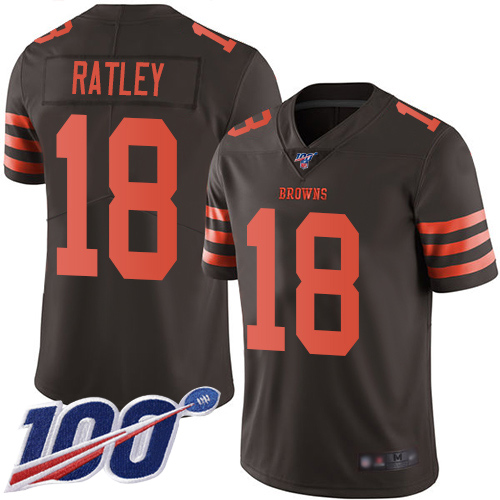 Cleveland Browns Damion Ratley Men Brown Limited Jersey #18 NFL Football 100th Season Rush Vapor Untouchable->cleveland browns->NFL Jersey